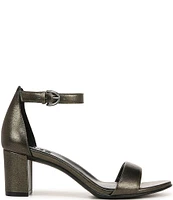 Naturalizer Vera Leather Metallic Ankle Strap Block Heel Dress Sandals