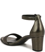 Naturalizer Vera Leather Metallic Ankle Strap Block Heel Dress Sandals