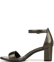 Naturalizer Vera Leather Metallic Ankle Strap Block Heel Dress Sandals