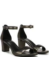 Naturalizer Vera Leather Metallic Ankle Strap Block Heel Dress Sandals