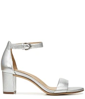 Naturalizer Vera Leather Metallic Ankle Strap Block Heel Dress Sandals