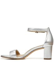 Naturalizer Vera Leather Metallic Ankle Strap Block Heel Dress Sandals