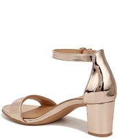 Naturalizer Vera Leather Metallic Ankle Strap Block Heel Dress Sandals