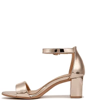 Naturalizer Vera Leather Metallic Ankle Strap Block Heel Dress Sandals