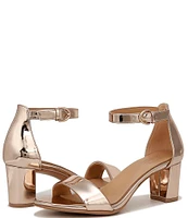 Naturalizer Vera Leather Metallic Ankle Strap Block Heel Dress Sandals