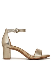 Naturalizer Vera Leather Metallic Ankle Strap Block Heel Dress Sandals