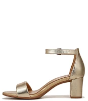 Naturalizer Vera Leather Metallic Ankle Strap Block Heel Dress Sandals