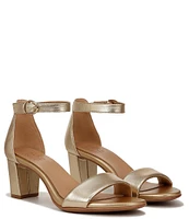 Naturalizer Vera Leather Metallic Ankle Strap Block Heel Dress Sandals