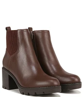 Naturalizer Verney Weatherproof Leather Block Heel Chunky Lug Sole Chelsea Platform Booties