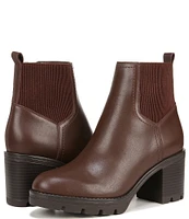 Naturalizer Verney Weatherproof Leather Block Heel Chunky Lug Sole Chelsea Platform Booties