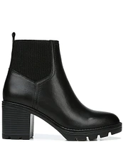 Naturalizer Verney Weatherproof Leather Block Heel Chunky Lug Sole Chelsea Platform Booties