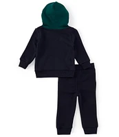 Nautica Baby Boys 12-24 Months Long Sleeve Color Block Fleece Hoodie & Solid Jogger Pant Set