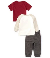 Nautica Baby Boys 12-24 Months Long-Sleeve Color Block Fleece Sweatshirt, Solid Fleece Jogger Pants & Solid Jersey T-Shirt Set