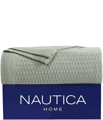 Nautica Baird Diamond Knit Solid Cotton Bed Blanket