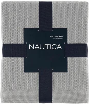 Nautica Baird Diamond Knit Solid Cotton Bed Blanket