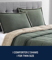 Nautica Beckett Green Brushed Microsuede Reversible Comforter Mini Set