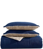 Nautica Beckett Navy Microsuede Reversible Comforter and Sham Mini Set