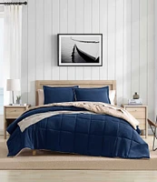 Nautica Beckett Navy Microsuede Reversible Comforter and Sham Mini Set