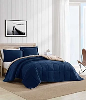 Nautica Beckett Navy Microsuede Reversible Comforter and Sham Mini Set