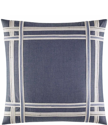 Nautica Fairwater Embroidered Chambray Square Pillow