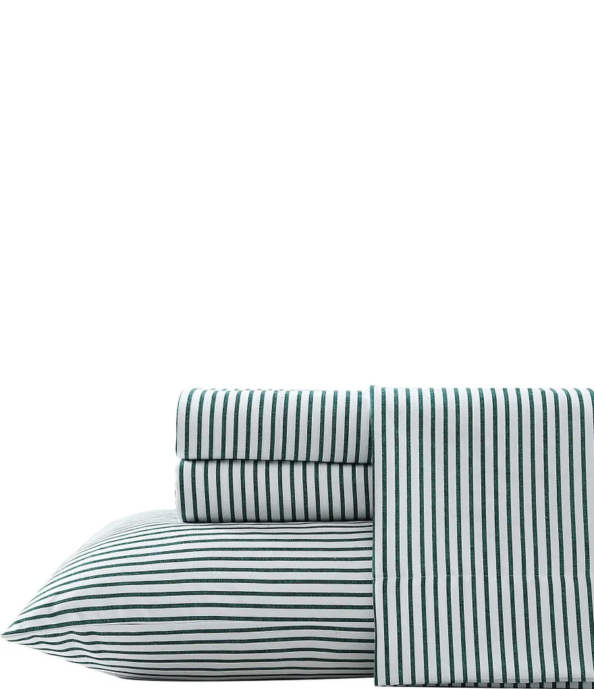 Nautica Harmead Green Striped Flannel Sheet Set