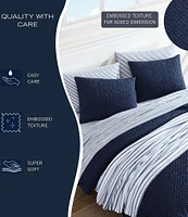 Nautica Point Harbor Navy Embossed Duvet Cover Mini Set