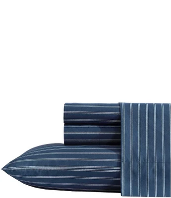 Nautica Richmond Stripe Blue Cotton Percale Sheet Set