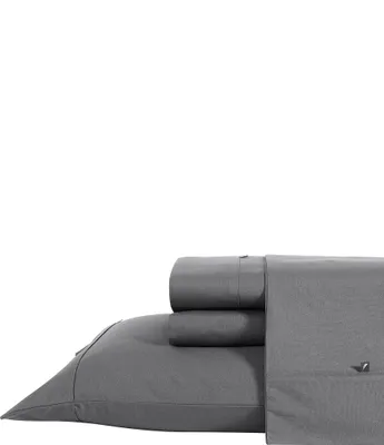 Nautica Solid Grey Cotton Percale Sheet Set