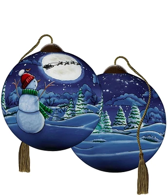 Ne' Qwa Art A Moonlit Flight Hand Painted Glass Ornament