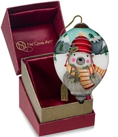 Ne' Qwa Art Cuddly Christmas Hand Painted Blown Glass Ornament