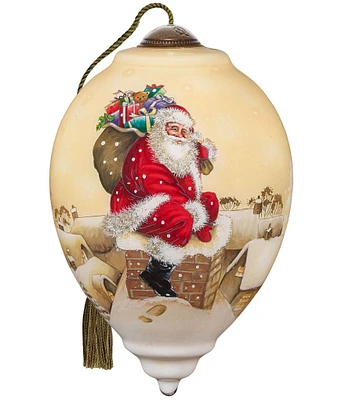 Ne' Qwa Art Down Though The Chimney Hand Painted Glass Ornament