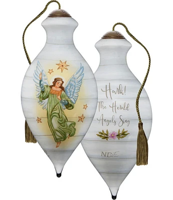 Ne' Qwa Art Hark! The Herald Angels Sing Hand Painted Glass Ornament