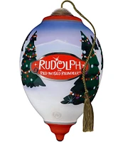 Ne' Qwa Art Rudolph The Red-Nosed Reindeer and Clarice Hand-Painted Blown Glass Ornament