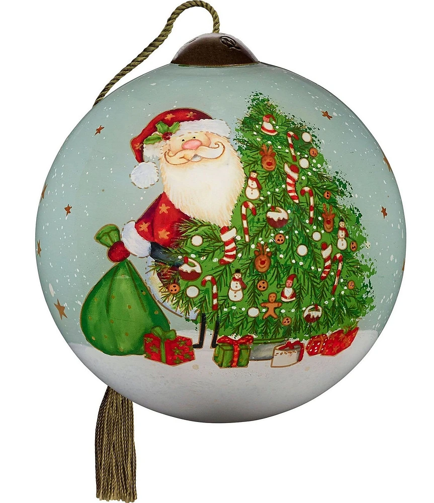 Ne' Qwa Art Santa Surprise Hand Painted Glass Ornament