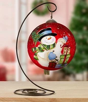 Ne' Qwa Art Snowman Celebrations Hand Painted Glass Ornament