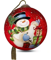 Ne' Qwa Art Snowman Celebrations Hand Painted Glass Ornament