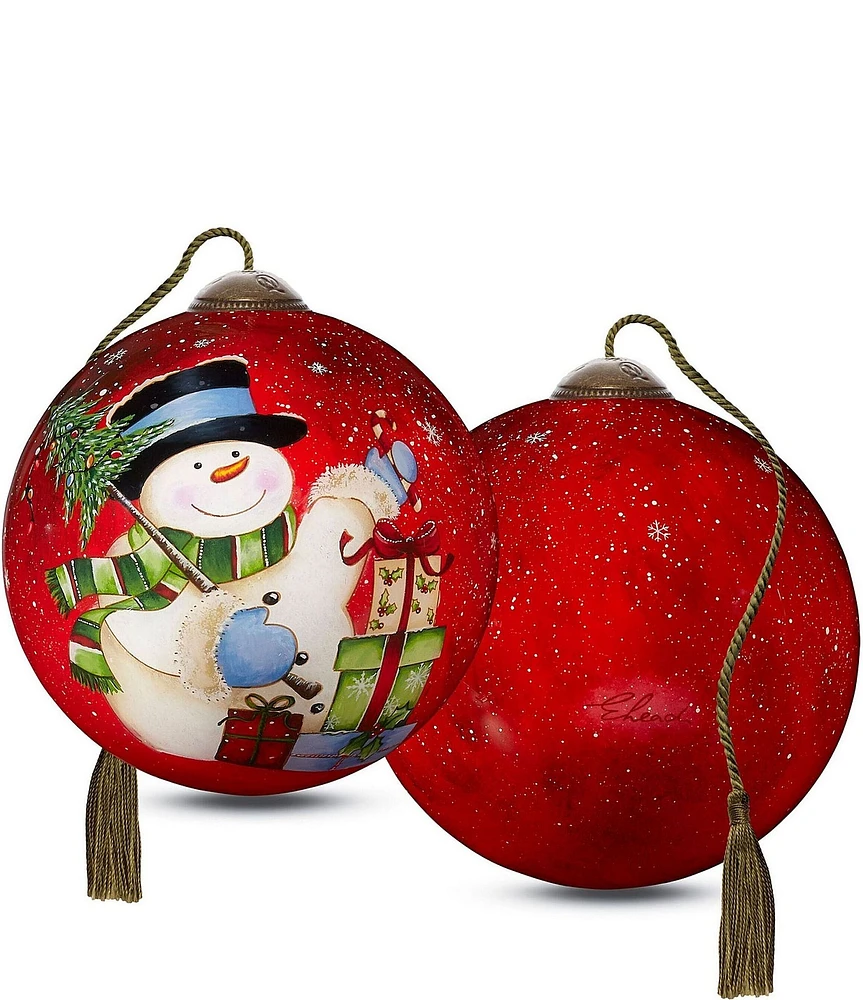 Ne' Qwa Art Snowman Celebrations Hand Painted Glass Ornament