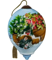 Ne' Qwa Art Snowy Slumber Hand Painted Glass Ornament