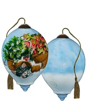 Ne' Qwa Art Snowy Slumber Hand Painted Glass Ornament