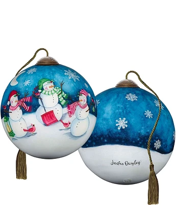 Ne' Qwa Art There's Snow Friend Like You Hand Painted Glass Ornament