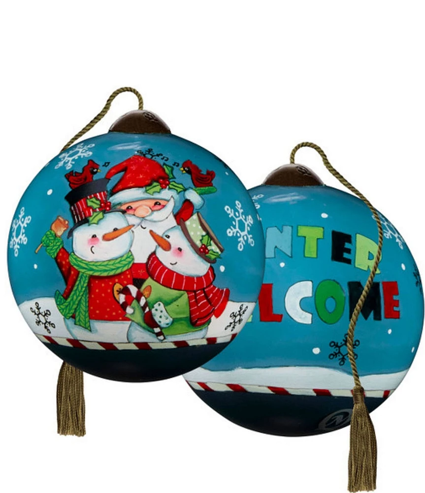 Ne' Qwa Art Winter Welcome Hand Painted Glass Ornament