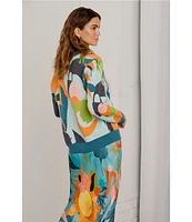 Never Fully Dressed Balearic Print V-Neck Long Sleeve Cardigan