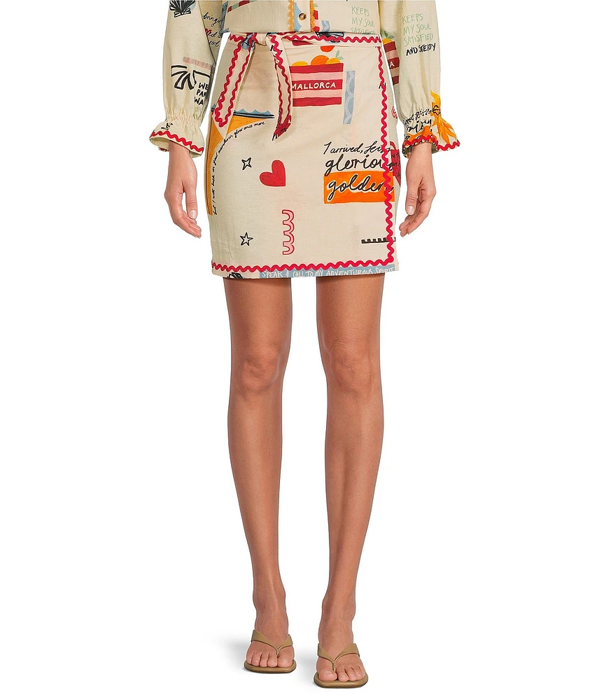 Never Fully Dressed Coordinating Poema Novelty Print Mini Jaspre Wrap Skirt