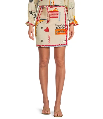 Never Fully Dressed Coordinating Poema Novelty Print Mini Jaspre Wrap Skirt
