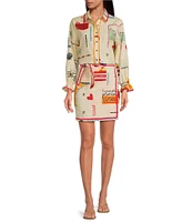 Never Fully Dressed Coordinating Poema Novelty Print Mini Jaspre Wrap Skirt