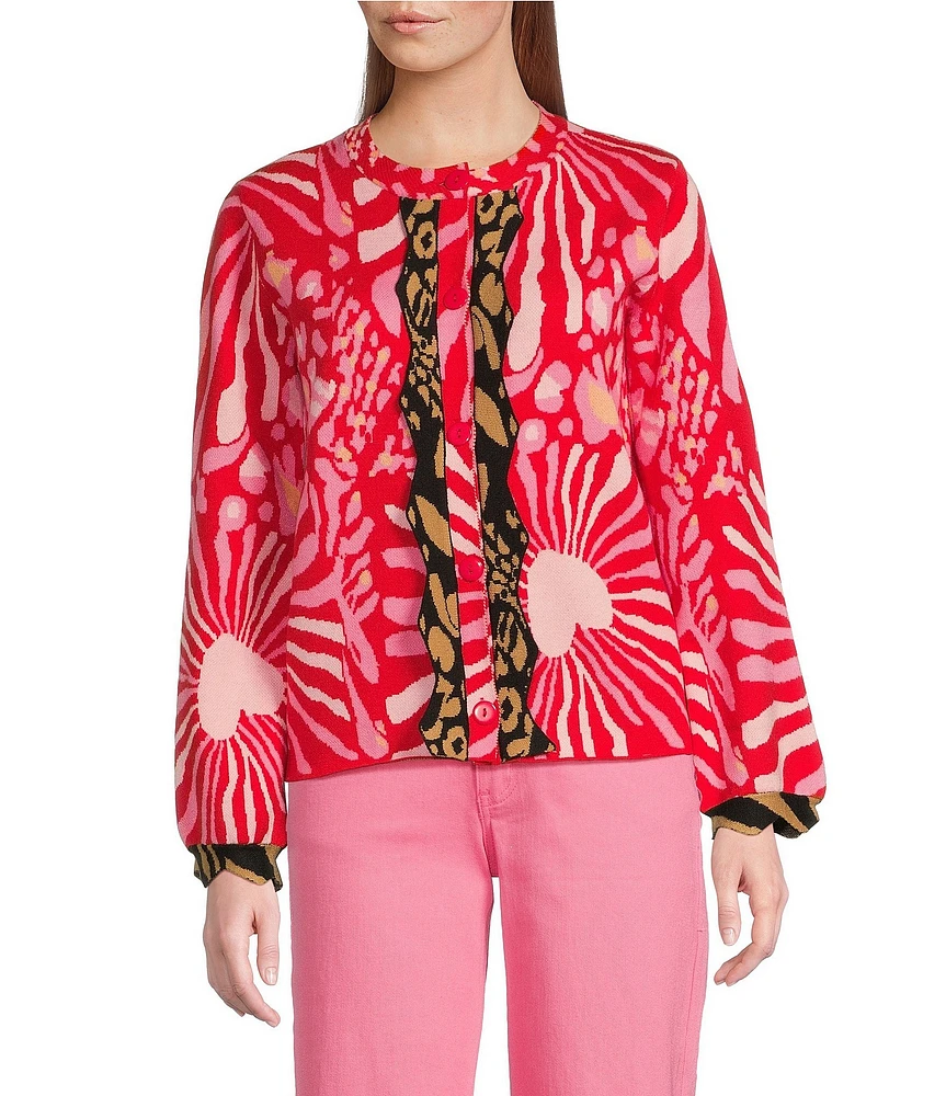 Never Fully Dressed Crew Neck Long Sleeve Valentine Animal Cardigan