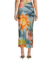 Never Fully Dressed Dorris Balearic Print Midi Slip Skirt