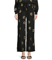 Never Fully Dressed Elissa Plate Foil Print Wide Leg Coordinating Pull-On Pants