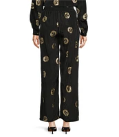 Never Fully Dressed Elissa Plate Foil Print Wide Leg Coordinating Pull-On Pants