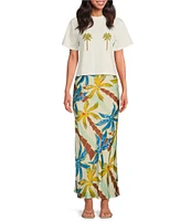 Never Fully Dressed Embroidered Tropical Palm T-Shirt